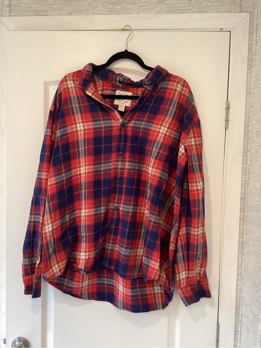 St. John's Bay Red and Blue Plaid Button-Down Shirt 2XL EUC